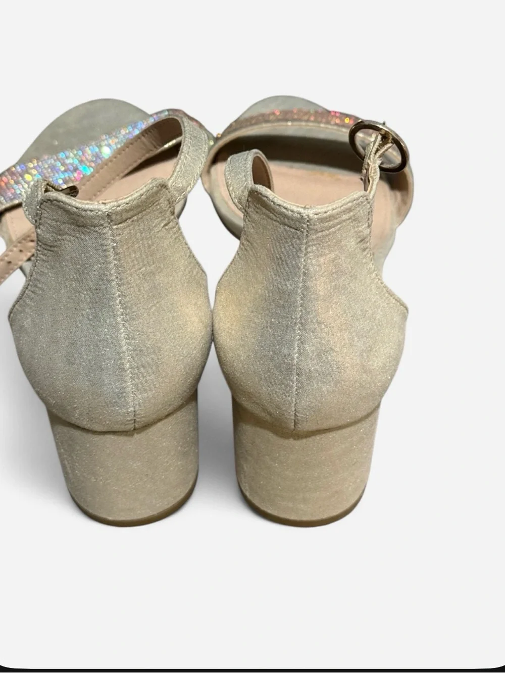 Madden Girl Iridescent Gold Block Heel Sandals